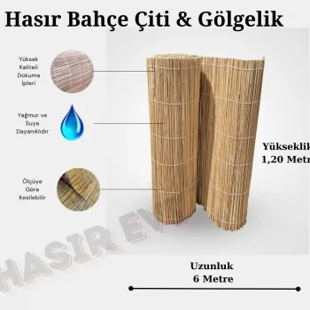 1,20 Metre x 6 Metre Hasır Çit Balkon Çiti Bahçe Çiti Gölgelik