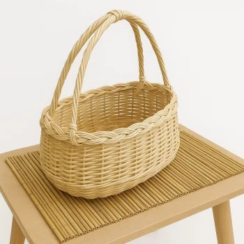 Doğal El Örgüsü Hasır Sepet – Bohem Dekoratif Saklama