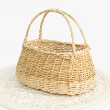 Doğal El Örgüsü Hasır Sepet – Bohem Tarz Dekoratif ve Çok Amaçlı