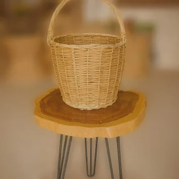 Doğal El Yapımı Hasır Sepet – Dekoratif & Çok Amaçlı (Büyük Boy Saplı)