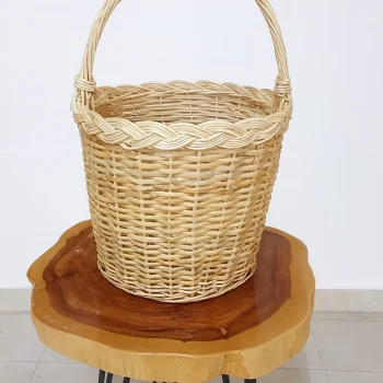 Doğal El Yapımı Hasır Sepet – Dekoratif & Çok Amaçlı (Büyük Boy Saplı)