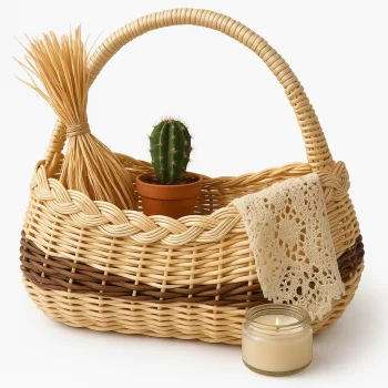 El Örgüsü Hasır Sepet-Bahçe, Kamp, Piknik Sepeti-Bohem Dokunuş