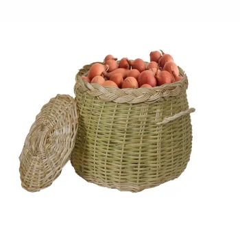 Hasır Sepet Patates Soğan Sepeti Doğal Hasır Kapaklı