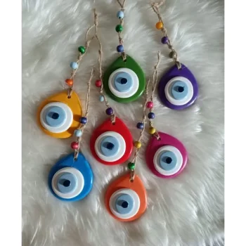 Renkli Nazar Boncuğu Dekoratif Süsü 7 Li Set – El Yapımı Dekoratif Nazarlık 4x4 cm