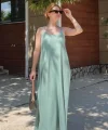 Askılı Mint Tensel Elbise