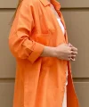 Çift Cepli Turuncu Keten Gömlek