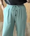 Dökümlü Bol Paça Mint Pantolon