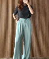 Dökümlü Bol Paça Mint Pantolon