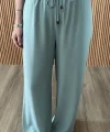 Dökümlü Bol Paça Mint Pantolon