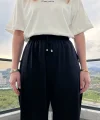 Dökümlü Siyah Bol Paça Pantolon