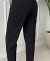 Filetolu Yüksek bel Siyah Kumaş Pantolon