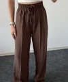 Ham Keten Bol Paça Kahve Pantolon