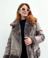 İçi Kürklü Gri Kaban