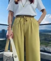Linda Bol Paça Yağ Yeşili Pantolon