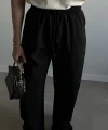 Natural Siyah Keten Pantolon