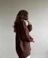 Oversize Kahve Tensel Gömlek