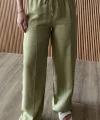 Premium Ham Keten Yeşil Pantolon ( içi astarlı )