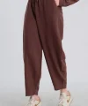 Şalvar Model Ham Keten Kahve Pantolon