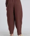 Şalvar Model Ham Keten Kahve Pantolon