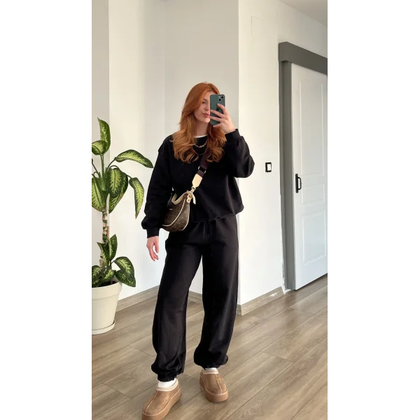 VYLA oversize siyah eşofman takım