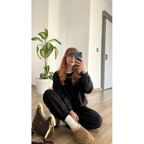 VYLA oversize siyah eşofman takım