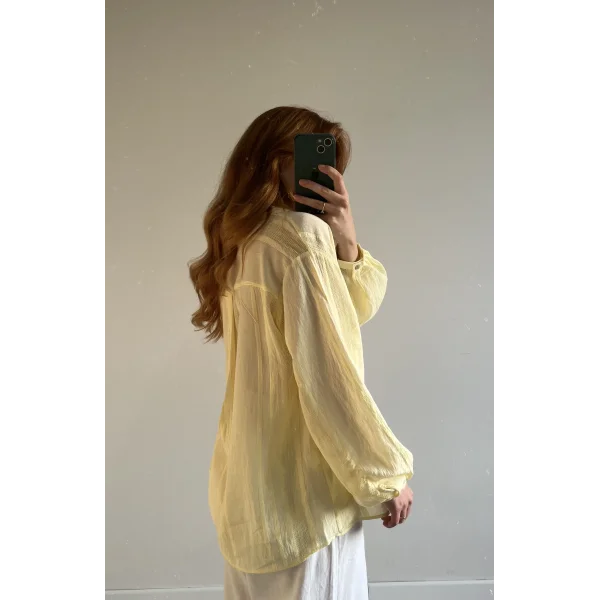 MSD Jakarlı Soft Sarı Gömlek