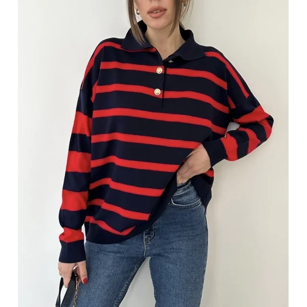 Kırmızı Lacivert Triko