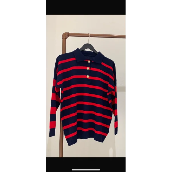 Kırmızı Lacivert Triko