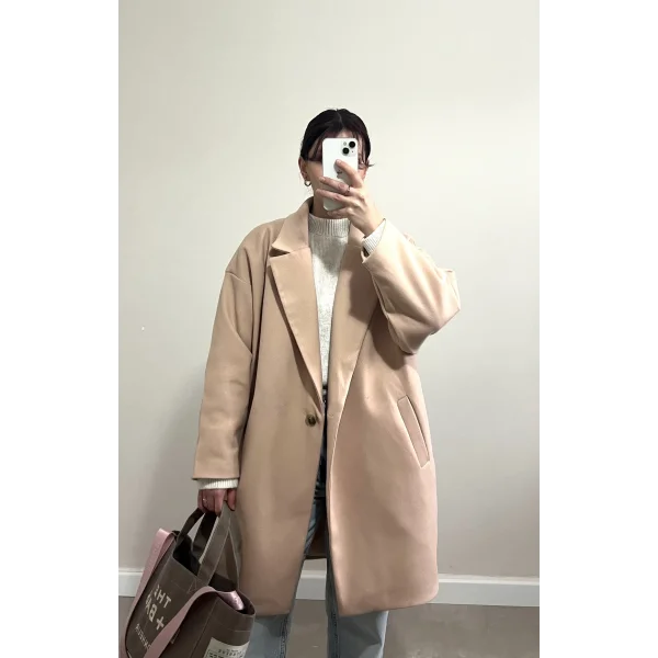 İçi astarlı Kaşe Camel Kaban