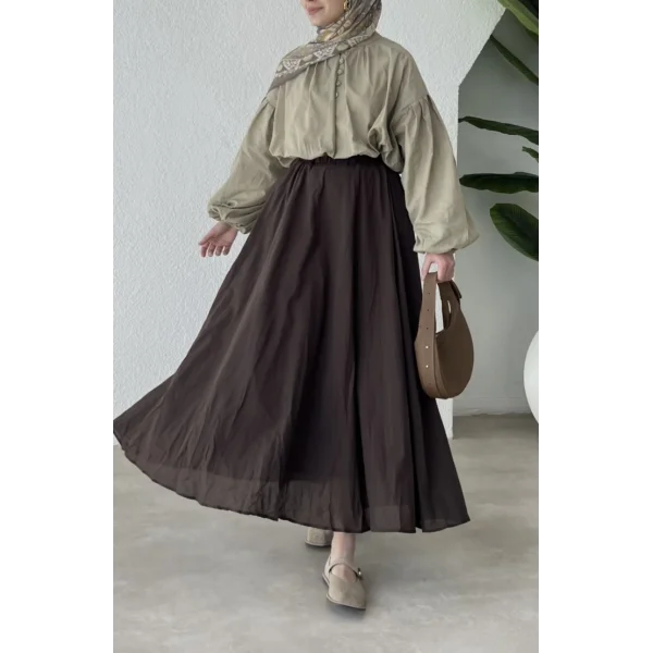 İçi Astarlı Kahverengi Pamuk Vual Etek (ÖN Sipariş kargo çıkışı 16 Mart )