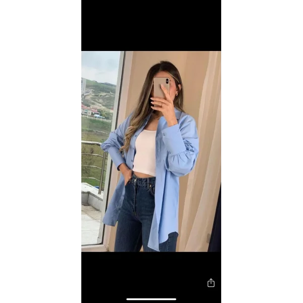 Bebe Mavi Poplin Gömlek