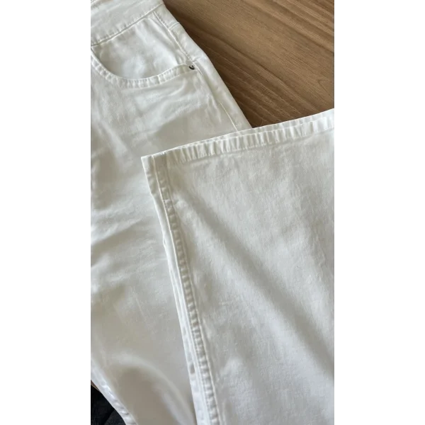 Beyaz Pamuk dokuma Pantolon