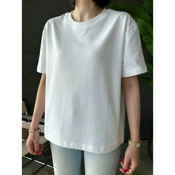 Beyaz Oversize Zr Tshirt (% 100 ) Pamuk (Geniş kesim )