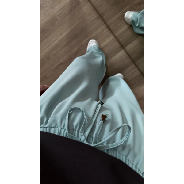 Dökümlü Bol Paça Mint Pantolon