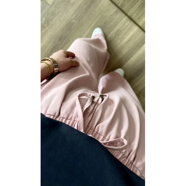 Dökümlü Bol Paça Pudra Pantolon