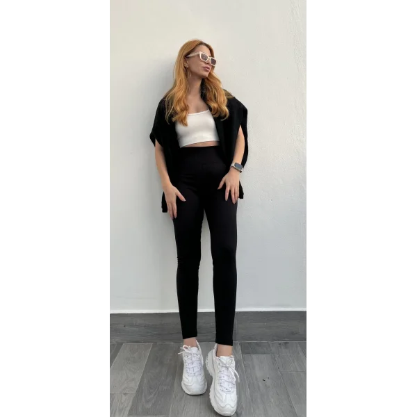 Fitilli Şardonlu Siyah Tayt ( Bir beden büyük almalısınız )