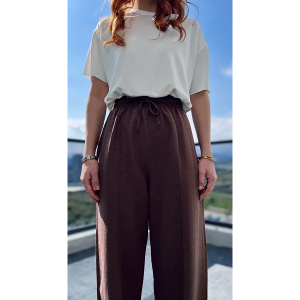 Ham Keten Bol Paça Kahve Pantolon