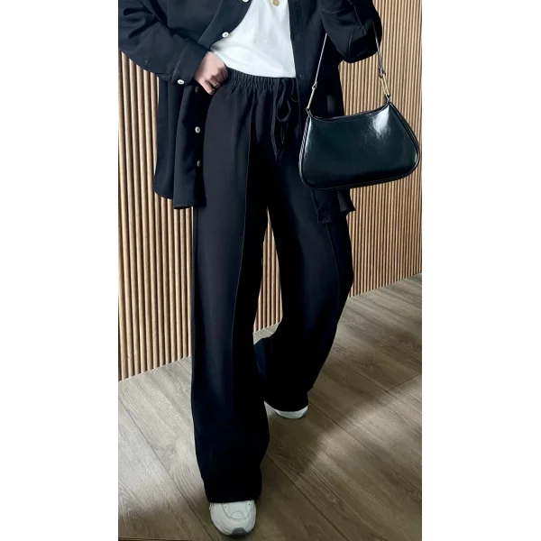 Ham Keten Bol paça Siyah Pantolon