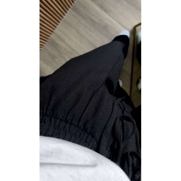Ham Keten Bol paça Siyah Pantolon