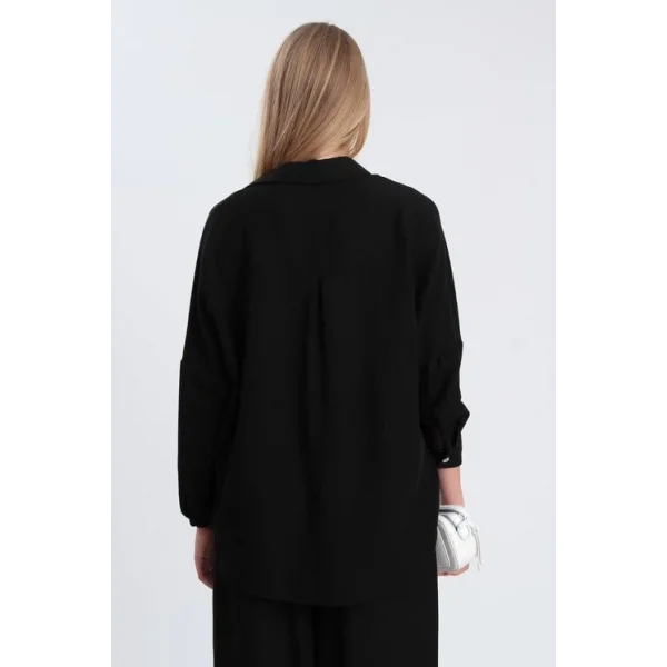 Ham Keten Siyah Gömlek