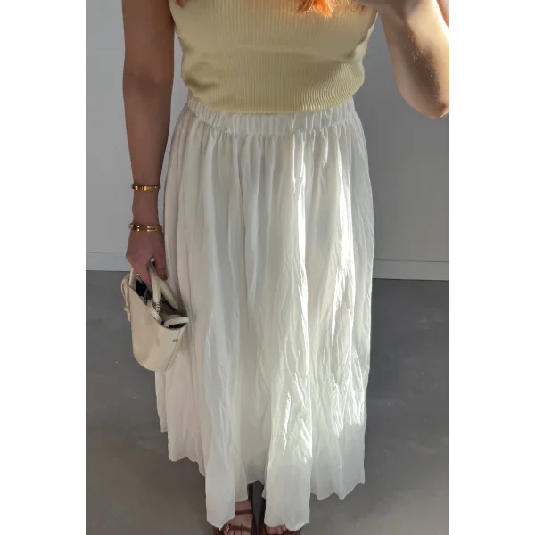 İçi Astarlı Sık pileli Pamuk Vual Etek