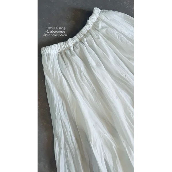 İçi Astarlı Sık pileli Pamuk Vual Etek