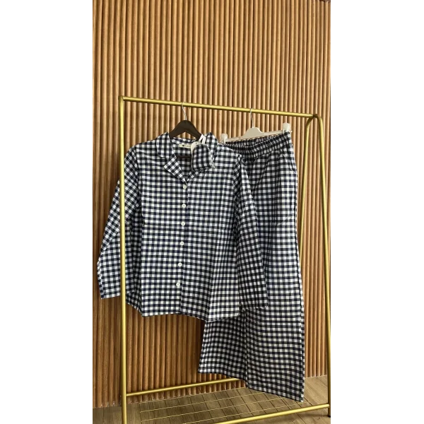 Lacivert desenli Pijama Takımı