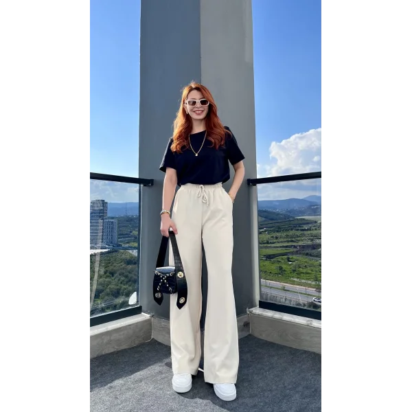 Linda Bol Paça Bej Pantolon