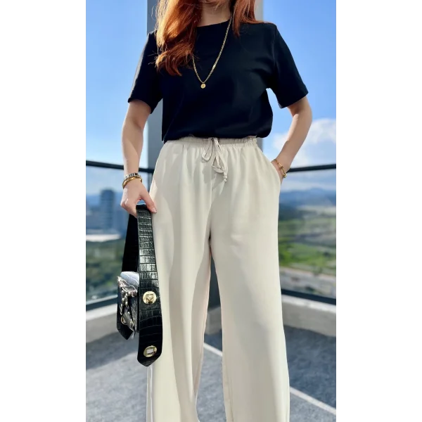 Linda Bol Paça Bej Pantolon