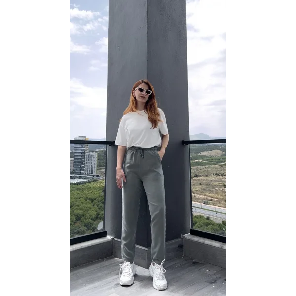 MD Açık Haki Tencel Havuç Pantolon