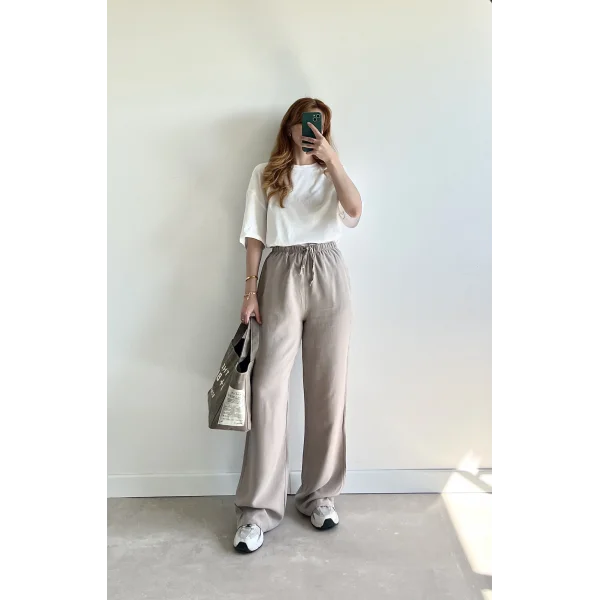 MSD İnce Bel Tensel Açık Vizon Pantolon