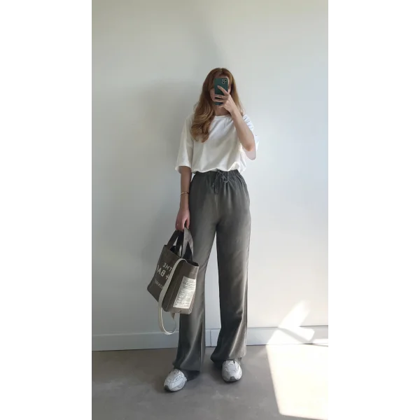 MSD İnce Bel Tensel Soğuk Haki Pantolon