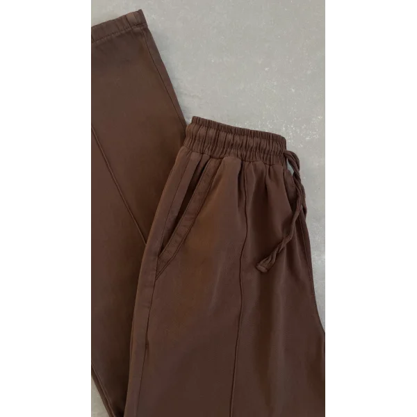 Natural Kahve Keten Pantolon