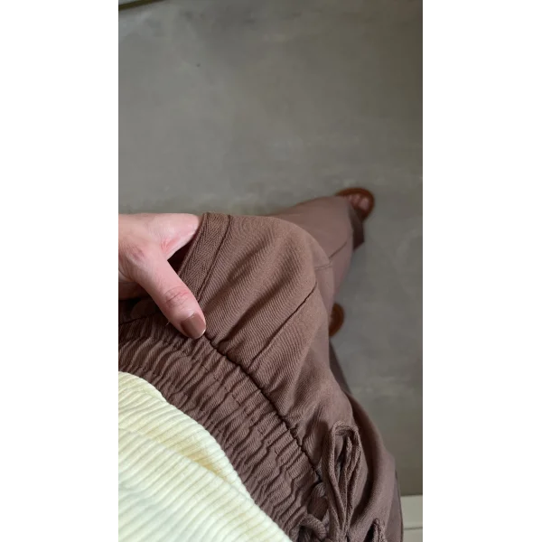 Natural Kahve Keten Pantolon